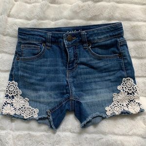 Cat and jack girls denim shorts with lace details